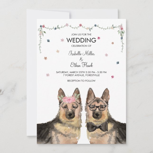 Wedding Invitation with German Shepherd (Front)
