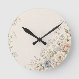 Wedding Invitation with Graceful Floral Details Round Clock