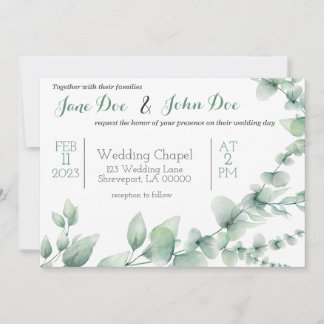 Wedding Invitation with Greenery