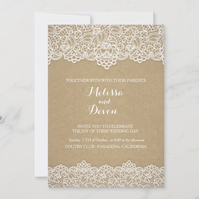 wedding invitation with lace (Front)
