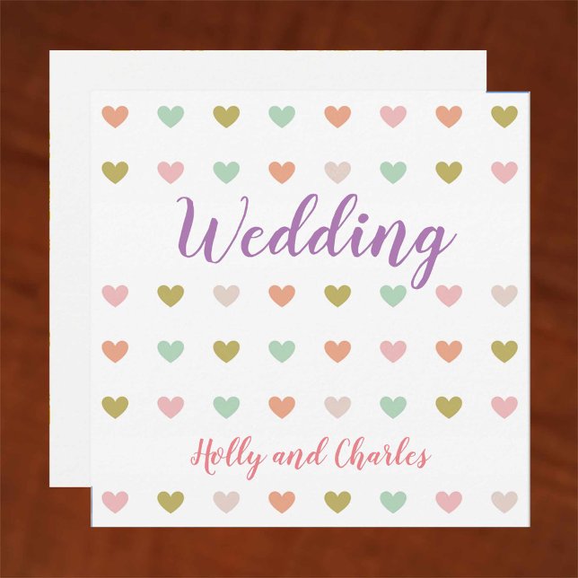 Wedding Invitation with Pastel Hearts Pattern (Creator Uploaded)