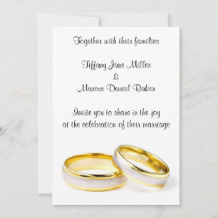 Wedding Invitation with wedding rings custom text