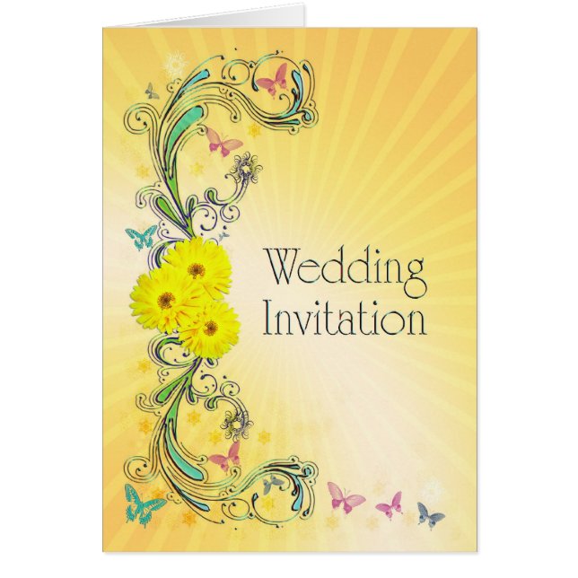 Wedding invitation with yellow flwoers (Front)