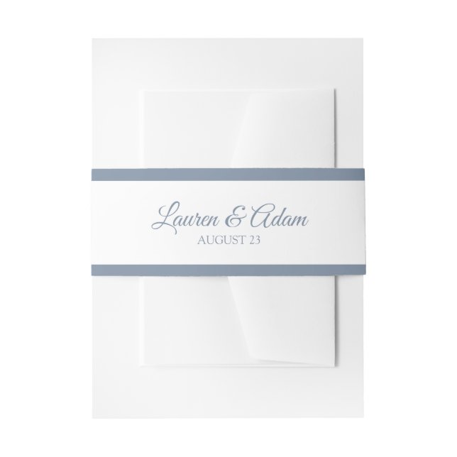 Wedding Invitation Wrap | Basic Borders-Dusty Blue Invitation Belly Band (Front Example)
