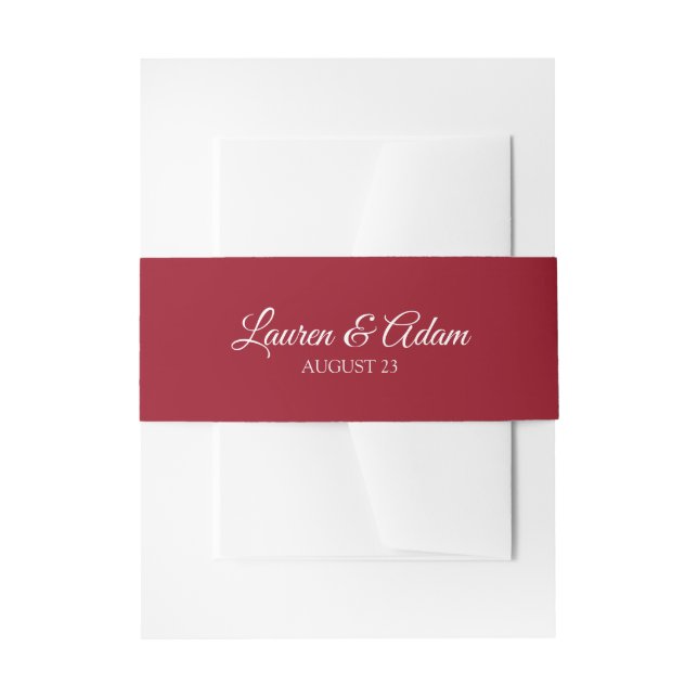 Wedding Invitation Wrap / Belly Band | Burgundy Invitation Belly Band (Front Example)