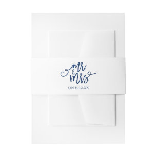 Wedding Invitation Wrap / Belly Band   Navy Blue