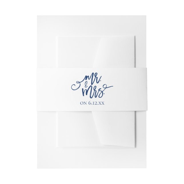 Wedding Invitation Wrap / Belly Band | Navy Blue Invitation Belly Band (Front Example)