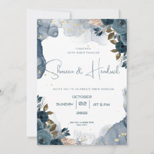 Wedding Invitations Alcohol Ink Floral Background