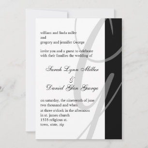 Wedding Invitations Black And White Monogram G