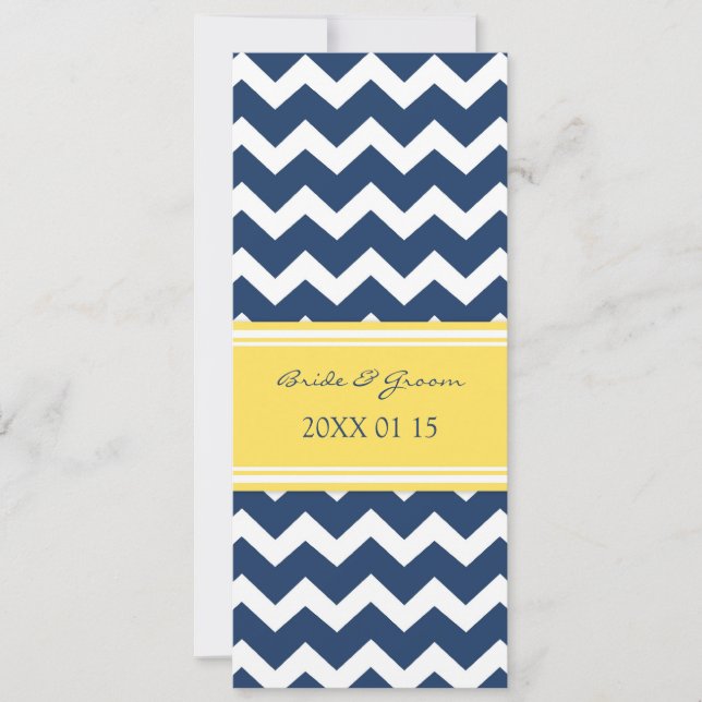 Wedding Invitations Blue Yellow Chevron (Front)