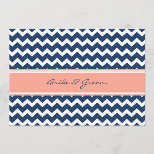 Wedding Invitations Coral Blue Chevron