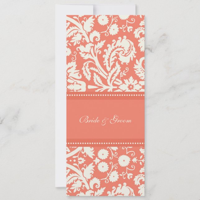 Wedding Invitations Coral Cream Damask (Front)
