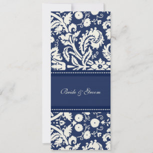 Wedding Invitations Dark Blue Cream Damask