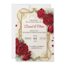  Wedding invitations Elegant with red flowers