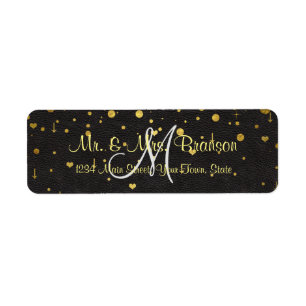 Wedding Invitations   Gold Confetti Monogram Return Address Label