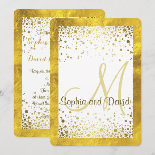 Wedding Invitations Gold Foil Frame Confetti