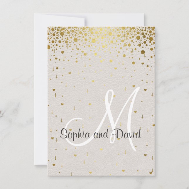 Wedding Invitations | Gold Glam Confetti Invite (Front)