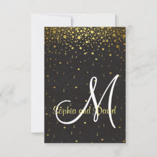 Wedding Invitations Gold Glam Confetti RSVP