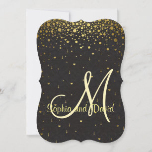 Wedding Invitations Gold Glam Confetti RSVP