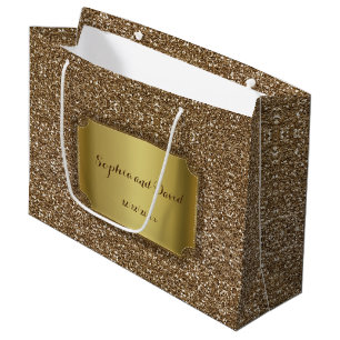 Wedding Invitations   Gold Glitter Custom Large Gift Bag