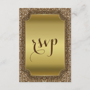 Wedding Invitations Gold Glitter Custom RSVP