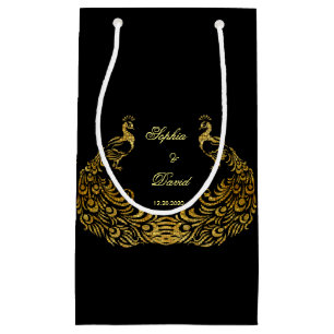 Wedding Invitations Gold Peacock Black Favour Ba Small Gift Bag