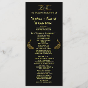 Wedding Invitations   Gold Peacock Program Custom
