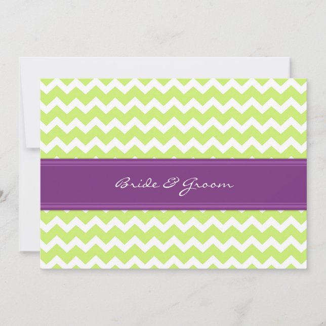 Wedding Invitations Green Plum Chevron (Front)