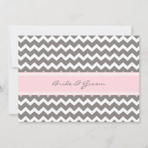 Wedding Invitations Grey Pink Chevron