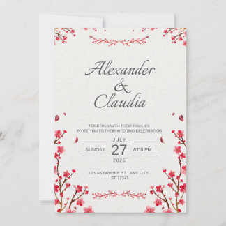 Wedding Invitations Japanese Flowers Style