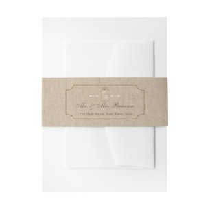Wedding Invitations   Mason Jar Linen Canvas Invitation Belly Band