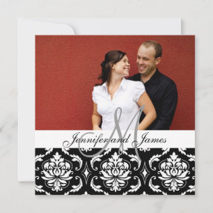 Wedding Invitations Monogram Names Photo Damask