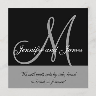 Wedding Invitations Monogram Saying Black Grey