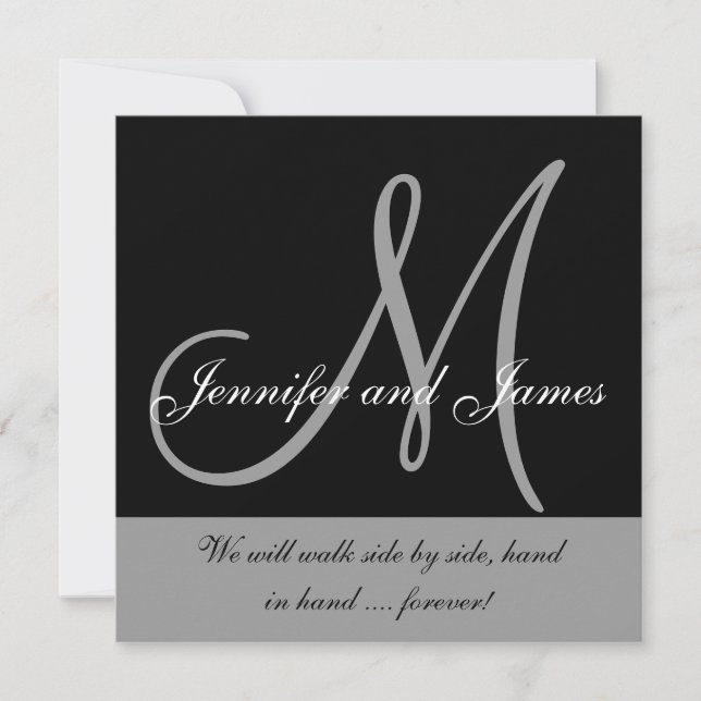 Wedding Invitations Monogram Saying Black White (Front)