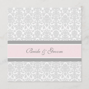 Wedding Invitations Pink Grey White Damask