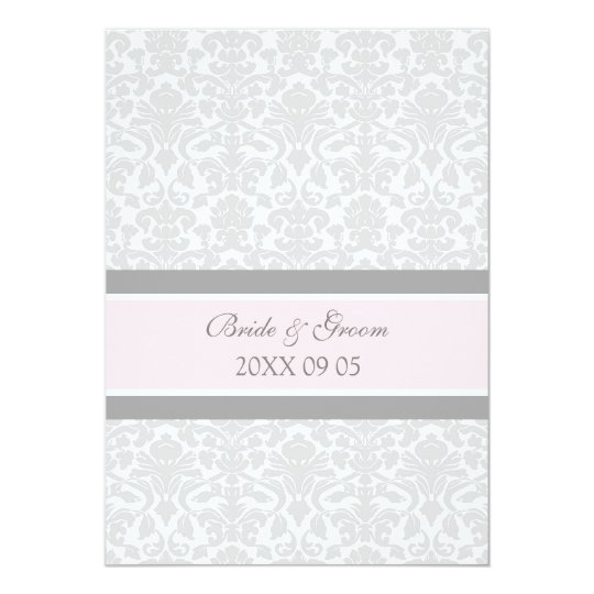 Wedding Invitations Pink Grey White Damask