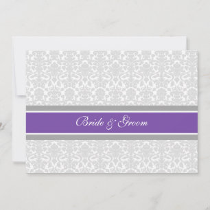 Wedding Invitations Purple Grey White Damask