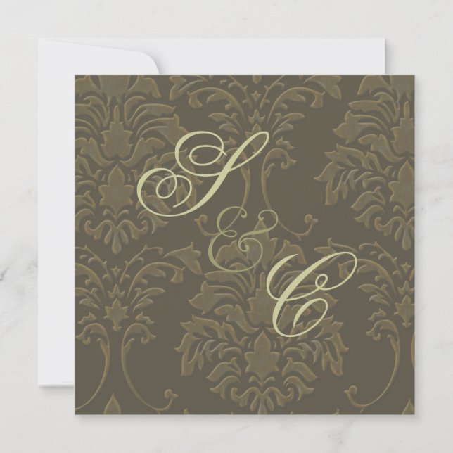 Wedding Invitations, rustic damask Invitation (Front)