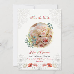 wedding invitations Save the Date watercolor flora