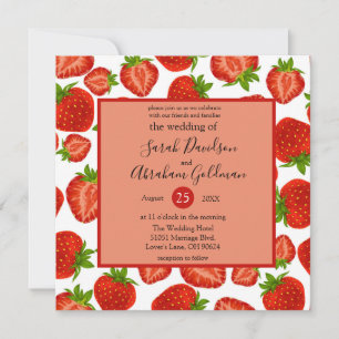Wedding Invitations - Strawberries Botanical Red