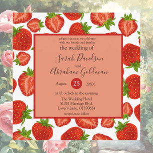 Wedding Invitations - Strawberries Botanical Red