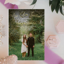 Wedding Invitations with Photo & Gold Foil Accents