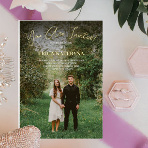 Wedding Invitations with Photo & Gold Foil Accents