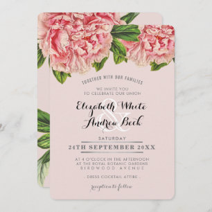 WEDDING INVITE chic blush pink floral peony flower