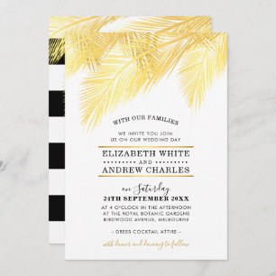 WEDDING INVITE chic modern gold palm fronds leaves
