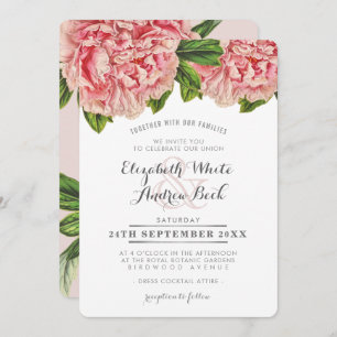 WEDDING INVITE chic pink floral peony flowers