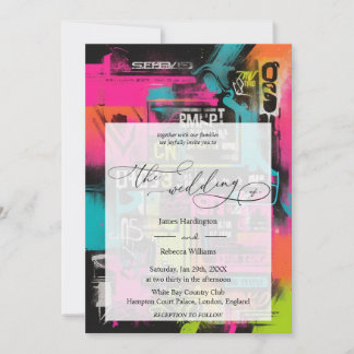 Wedding invite design of Neon Graffiti
