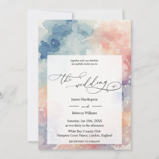 Wedding invite design of Watercolor Wash