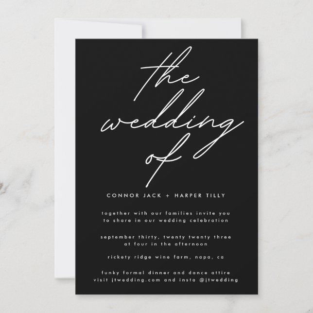Wedding Invite Detail QR Code BLACK Modern (Front)