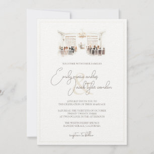 Wedding Invite - Library Ceremony in Watercolor